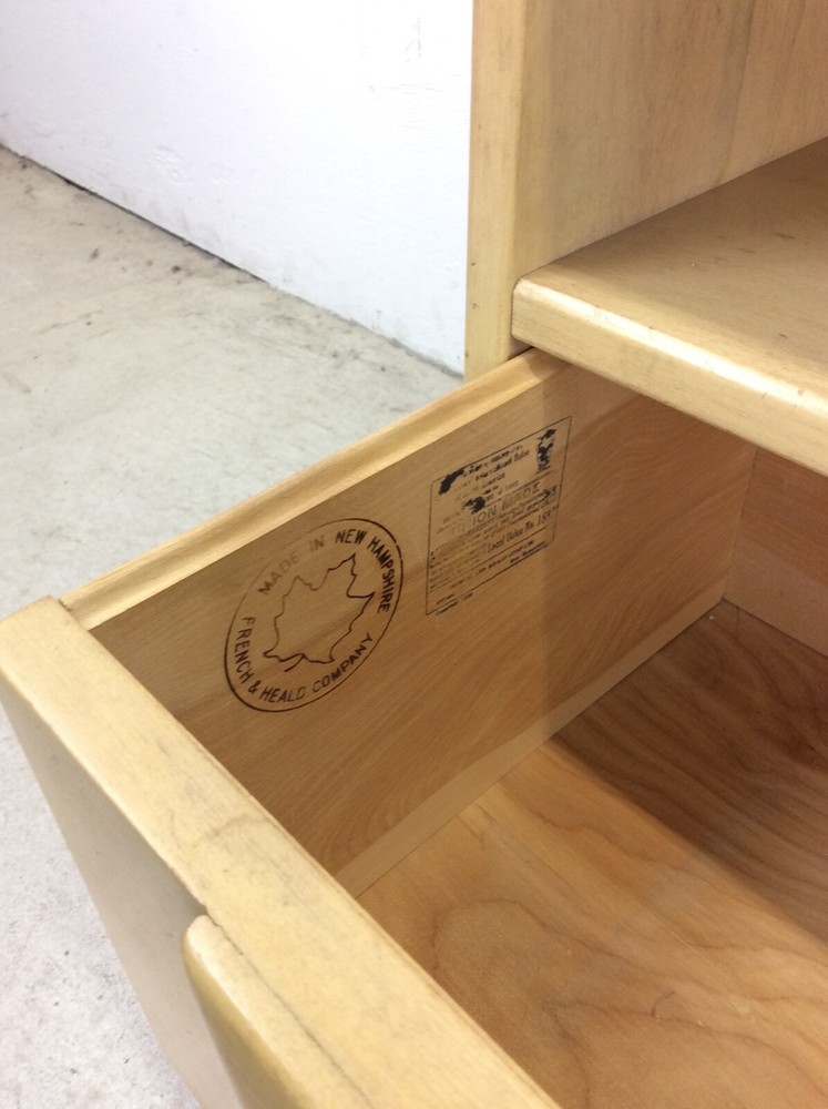 Mid Century Modern Maple Nightstand with One Drawer