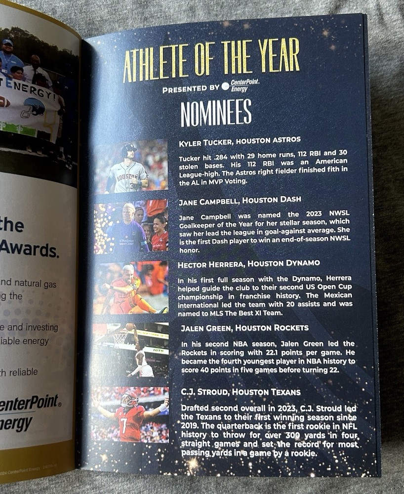 Houston Sports Awards 1/30/2024 Program.