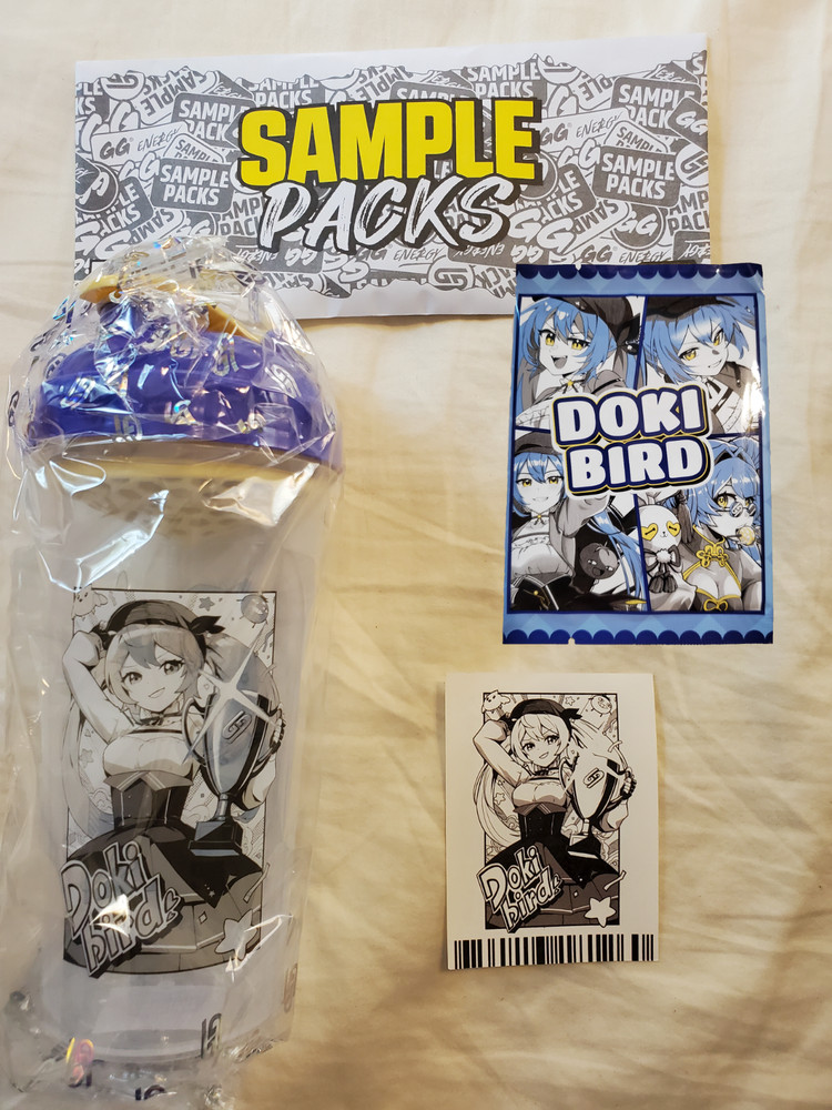 GamerSupps GG Waifu Creator Cup: DokiBird with Sicker, Samples & Sticker Pack!