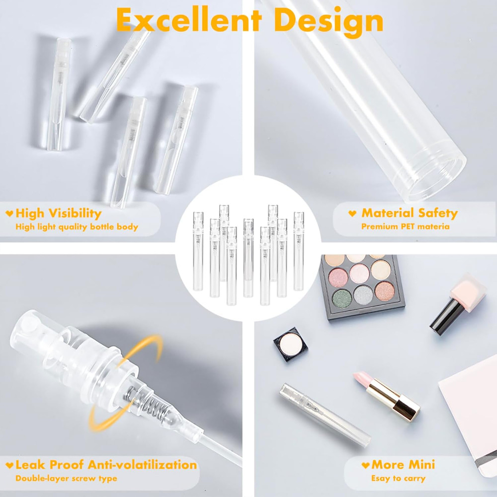 Mini Perfume Sample Bottles, 10 Pack 5 Ml Plastic Small Perfume Spray Bottle, Fi