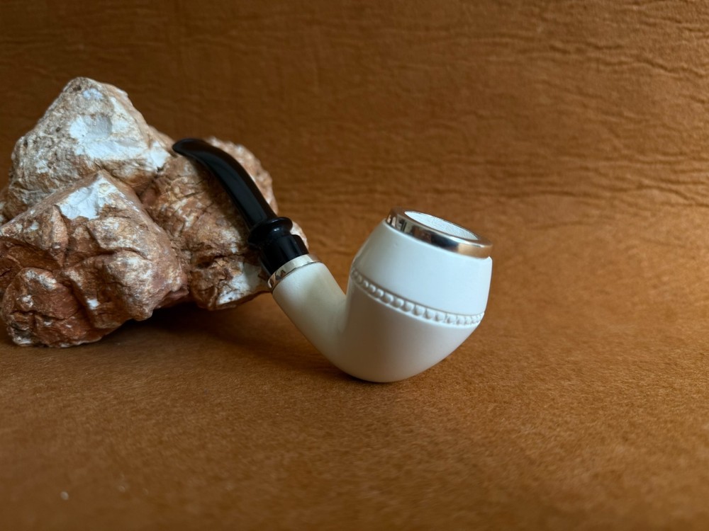 Meerschaum Pipe Reverse Calabash Custom Rhodesian Shape with Fitted Case