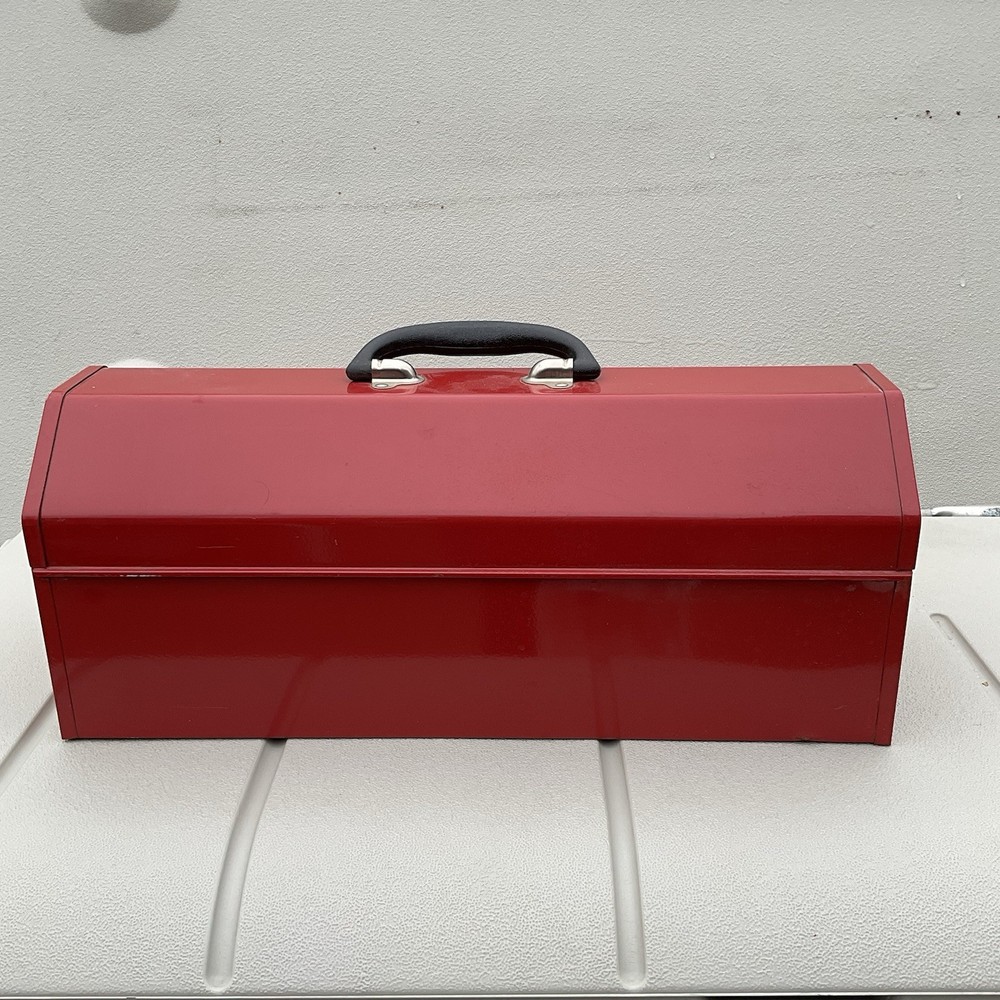 Vintage Craftsman Metal Tool Box - Red With Handle