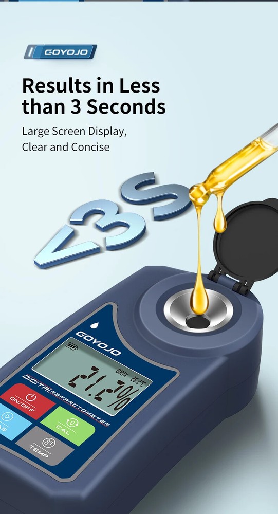 Digital Fruit Refractometer Brix Meter 0-55.0% Measurement Sugar Content Tester