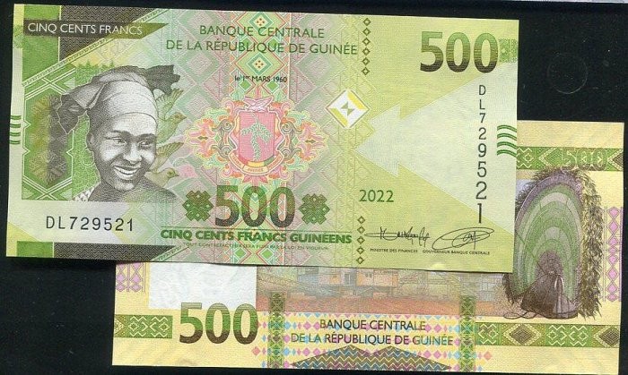 Guinea   P53b,500 FR.,  2022  UNC