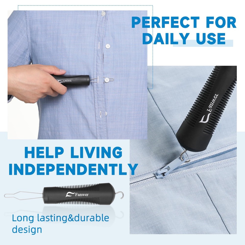 Button Hook and Zipper Pull Helper 2 Pack | Comfortable Grip Tool for Seniors