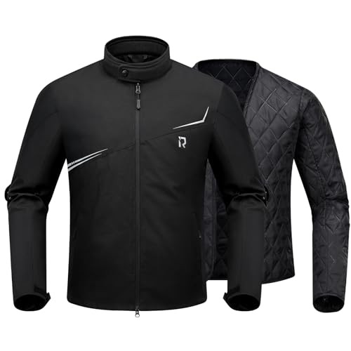 Motorcycle Jacket with CE Armor, Windproof Riding Protective Gear, Medium Black