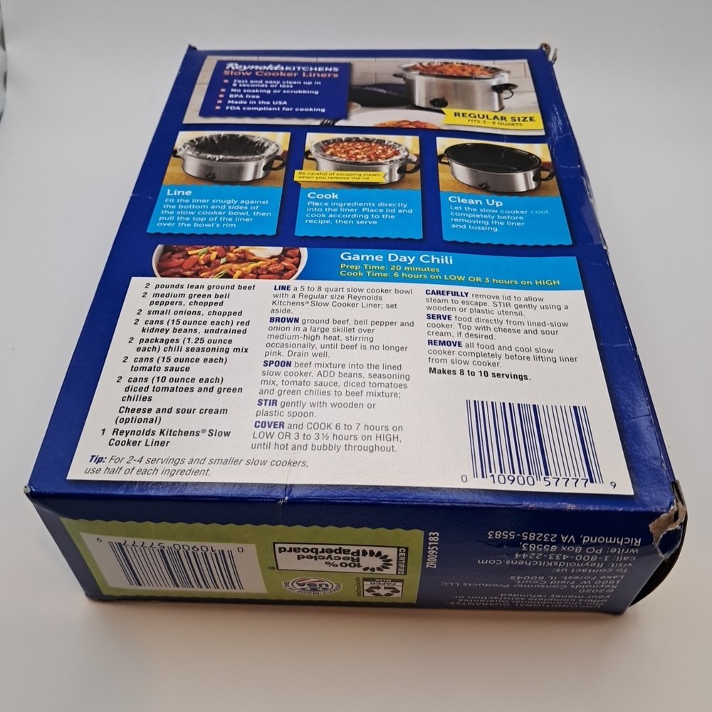 Reynolds Slow Cooker Liners 3-8 Quart 24 Pack READ!