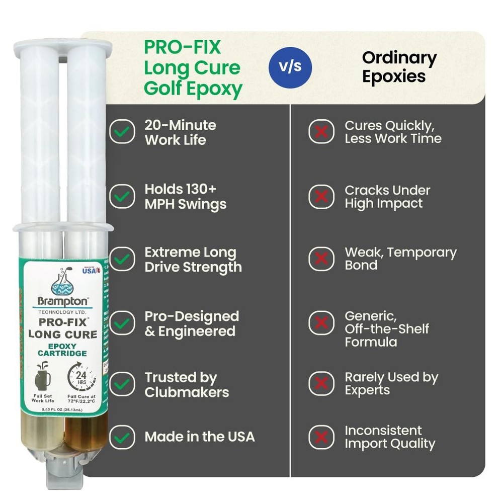 Brampton PRO-FIX Long Cure Golf Epoxy - Full Set Work Life - Extra Strength -...