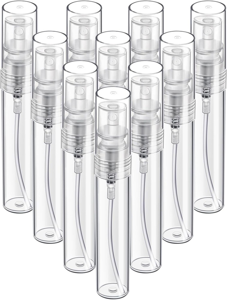 10 Pack Mini Spray Bottles - 5ml Refillable Clear Perfume Atomizer for Travel