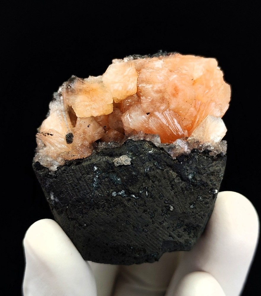 Natural Orange Stilbite On Base Minerals #S103