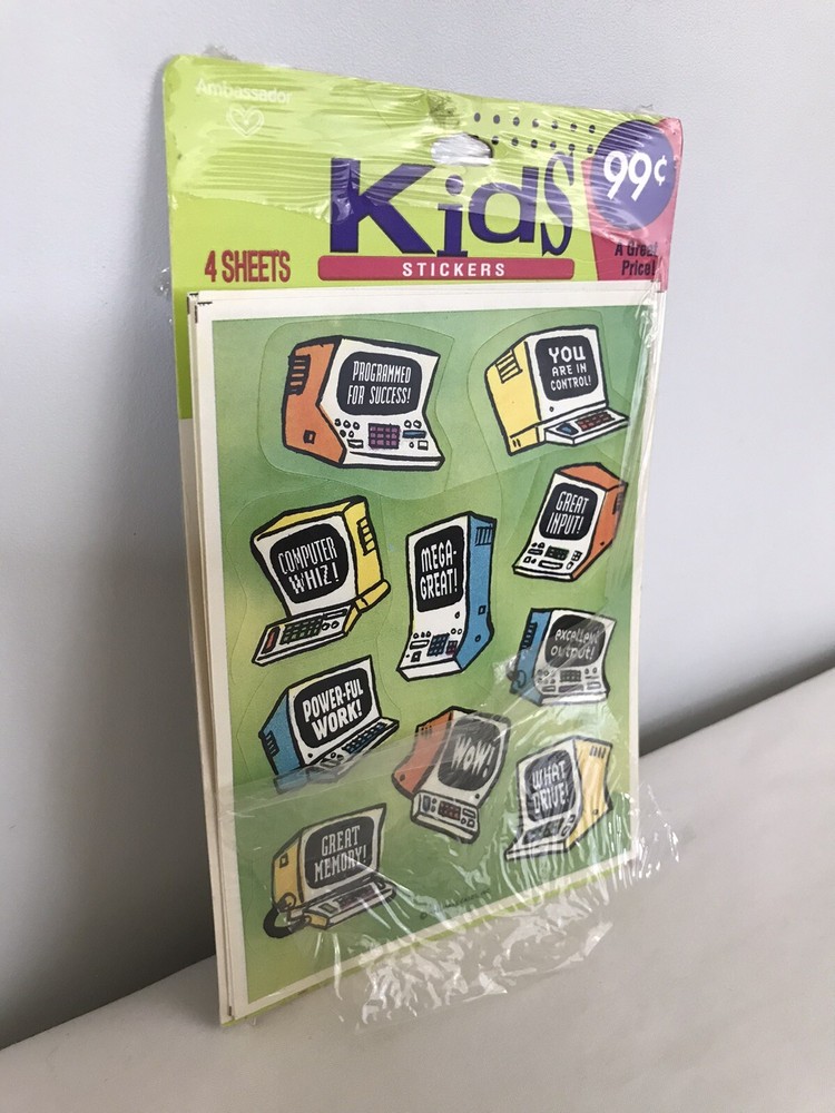 Vintage 80's Desktop Computer Stickers 3 Sheets "Great Input, Wow, What Drive!"