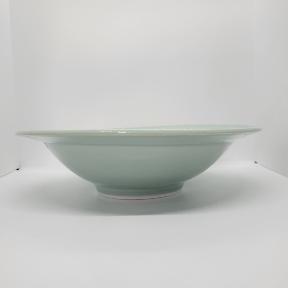 Celadon Glazed Porcelain Bowl 10.75" Signed K Thomas '95