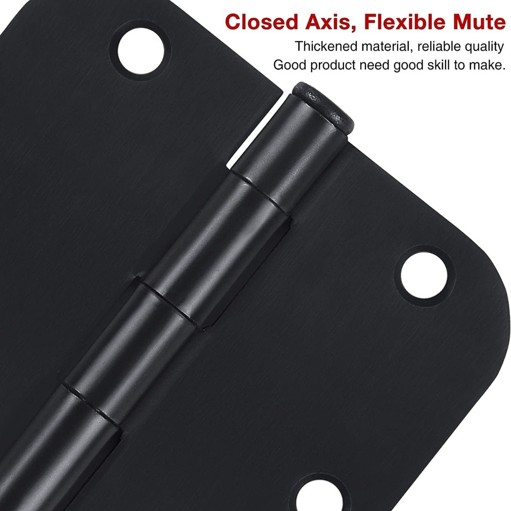 TDCHINGES 30 Pack Rounded Matte Black 30 Pack-no squeak, Black-Rounded