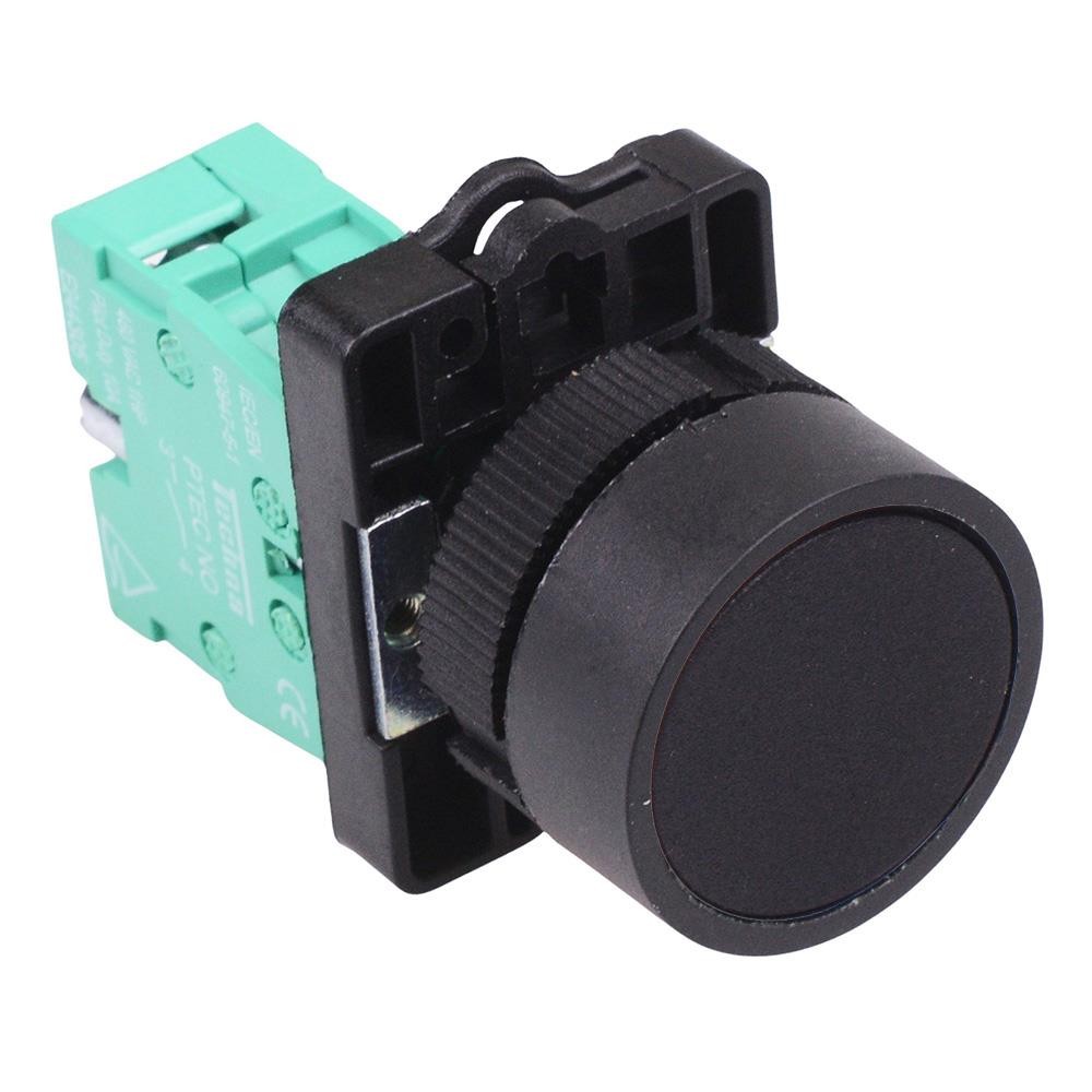 Techna PtecPNBlack Black Flush Push Button Switch 10A 1NO