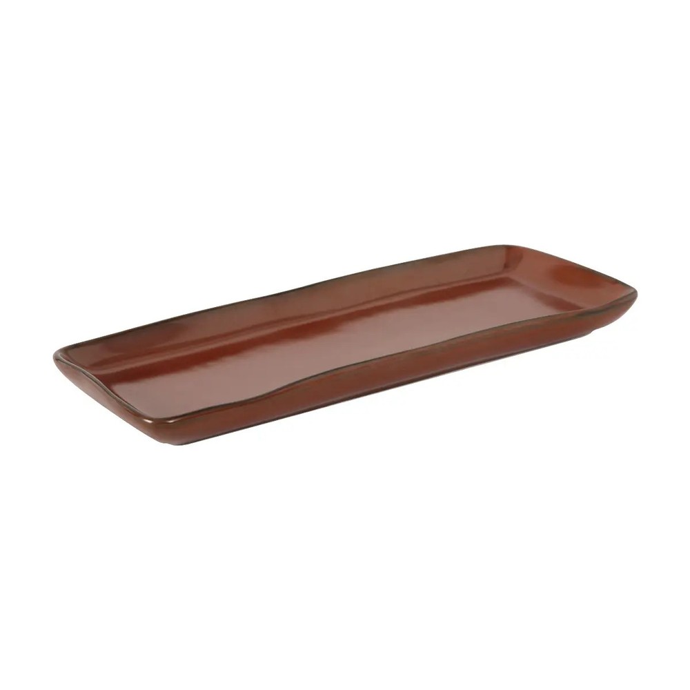 Tuxton China Inc Artisan 13-3/4" Red Rock Ceramic Rectangular Tray - 1 Doz