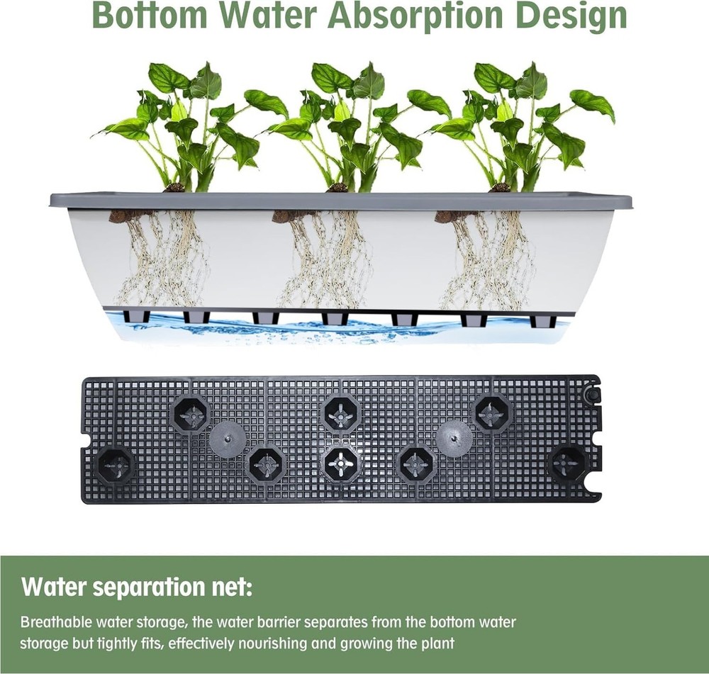 6 Pcs 24 inch Window Box Planter, Large Rectangular Flower Planter Boxes with...
