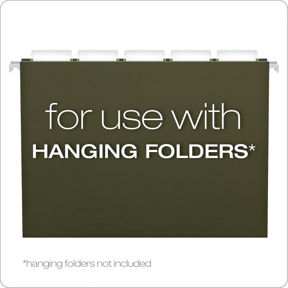 Hanging File Folder Plastic Tabs, Clear, Pack of 25