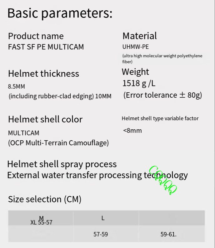 FAST PJ PE Material Multicam Camo High Protective Performance Helmet