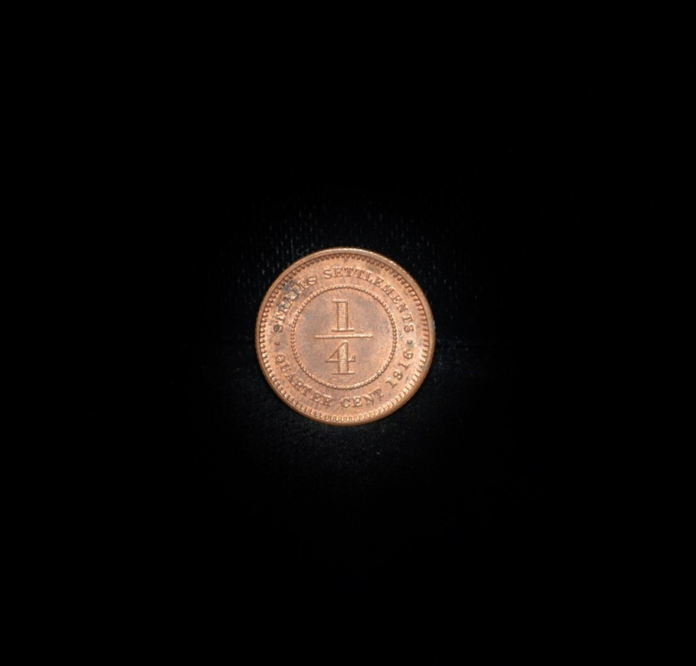 1916 Straits Settlements 1/4 Cent KM 27 #CR10604