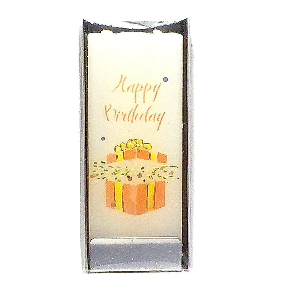 Flatyz Handmade Thin Flat Candle w/ Base - Happy Birthday Present