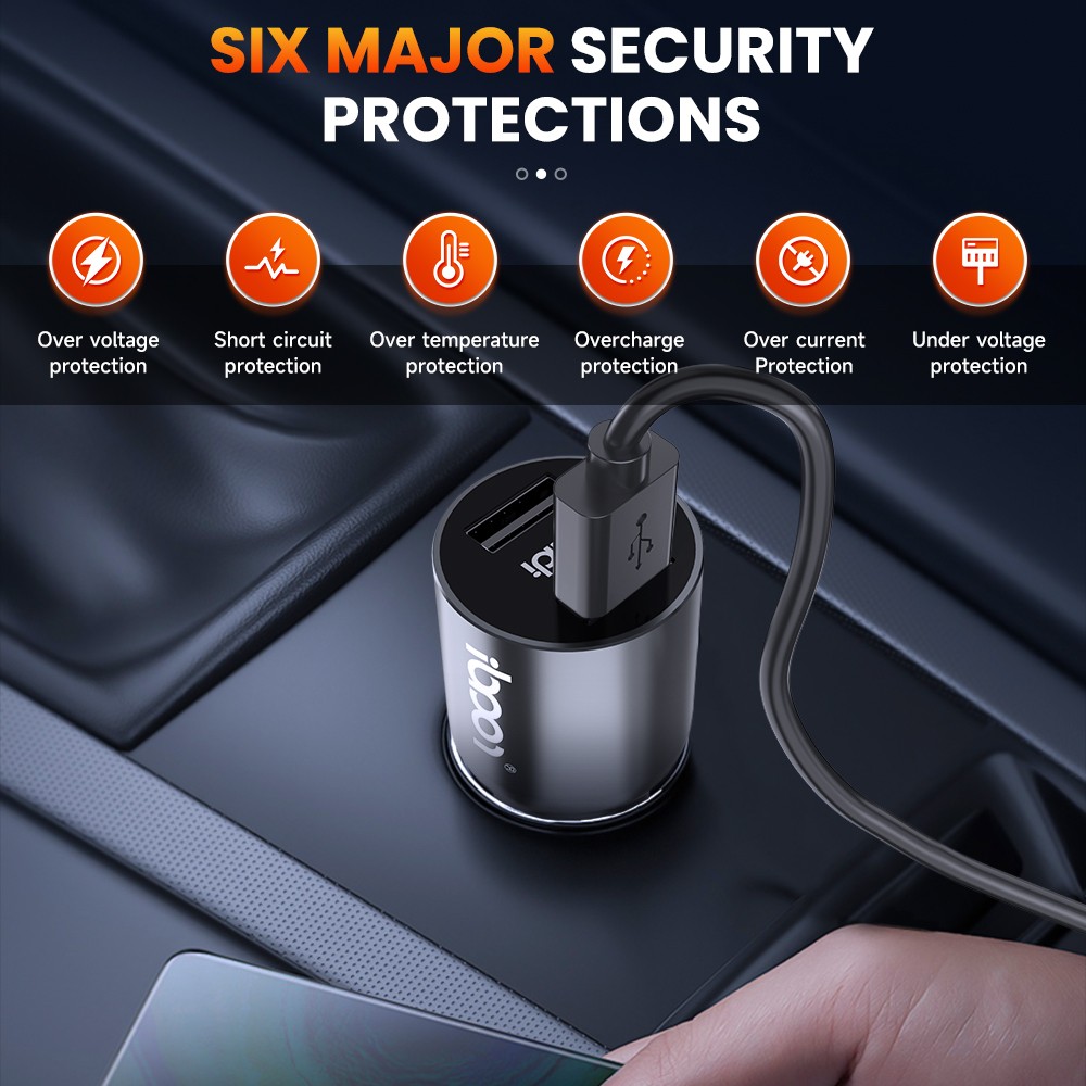 IC1-AA Car Cigarette Lighter Socket Splitter Dual USB Charger Adapter Bluetooth
