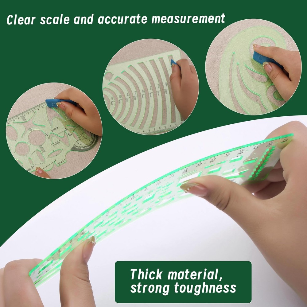 18 Pcs Geometric Drawings Templates, Drawing Stencils, Drawings Tools, Stenci...