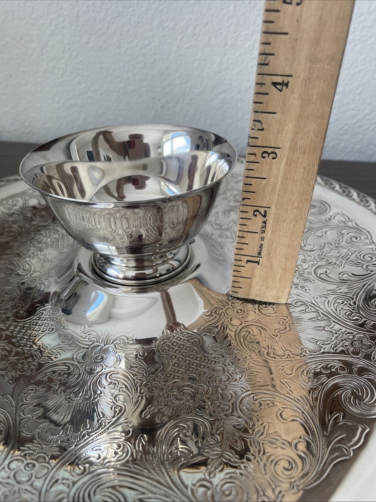 WM Rogers & Son Spring Flower Silver Plated Serving Platter Tray Chip & Dip 12”