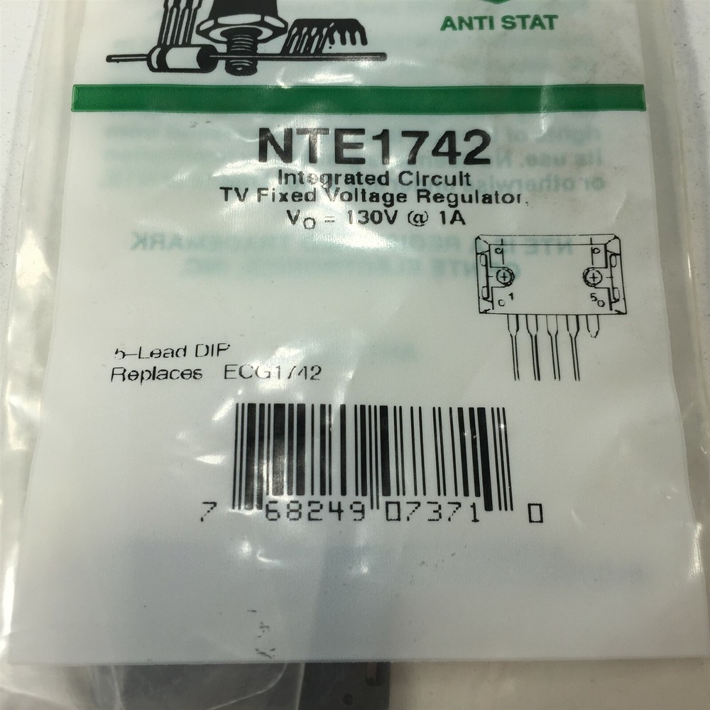 (1) NTE NTE1742 Integrated Circuit TV Fixed Voltage Regulator