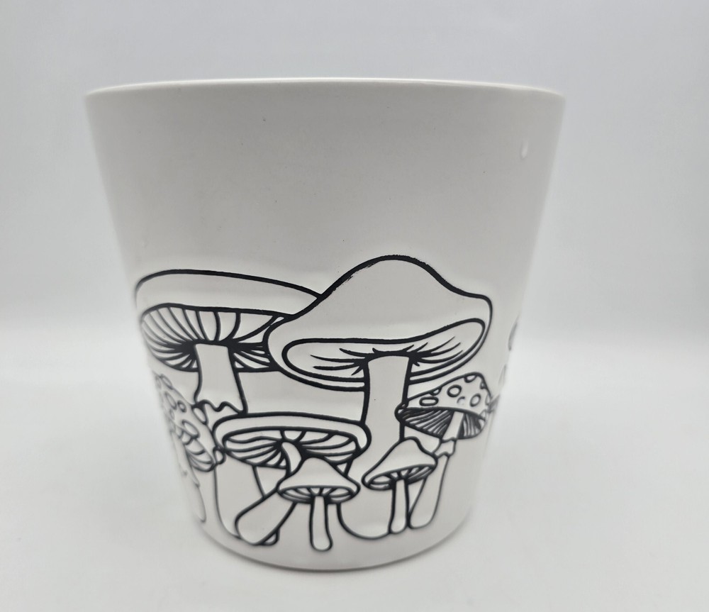 Heavy Ceramic Mushroom Planter White Pot Gardening ~ Retro Boho Spring Easter