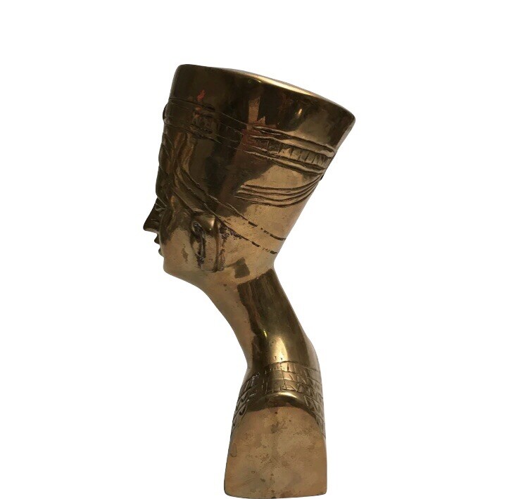 Vintage Solid Brass Nefertiti Bust Hand Made In India