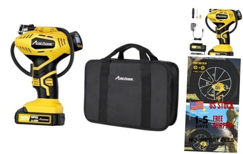 Cordless Tire Inflator Bundle with Tool Bag