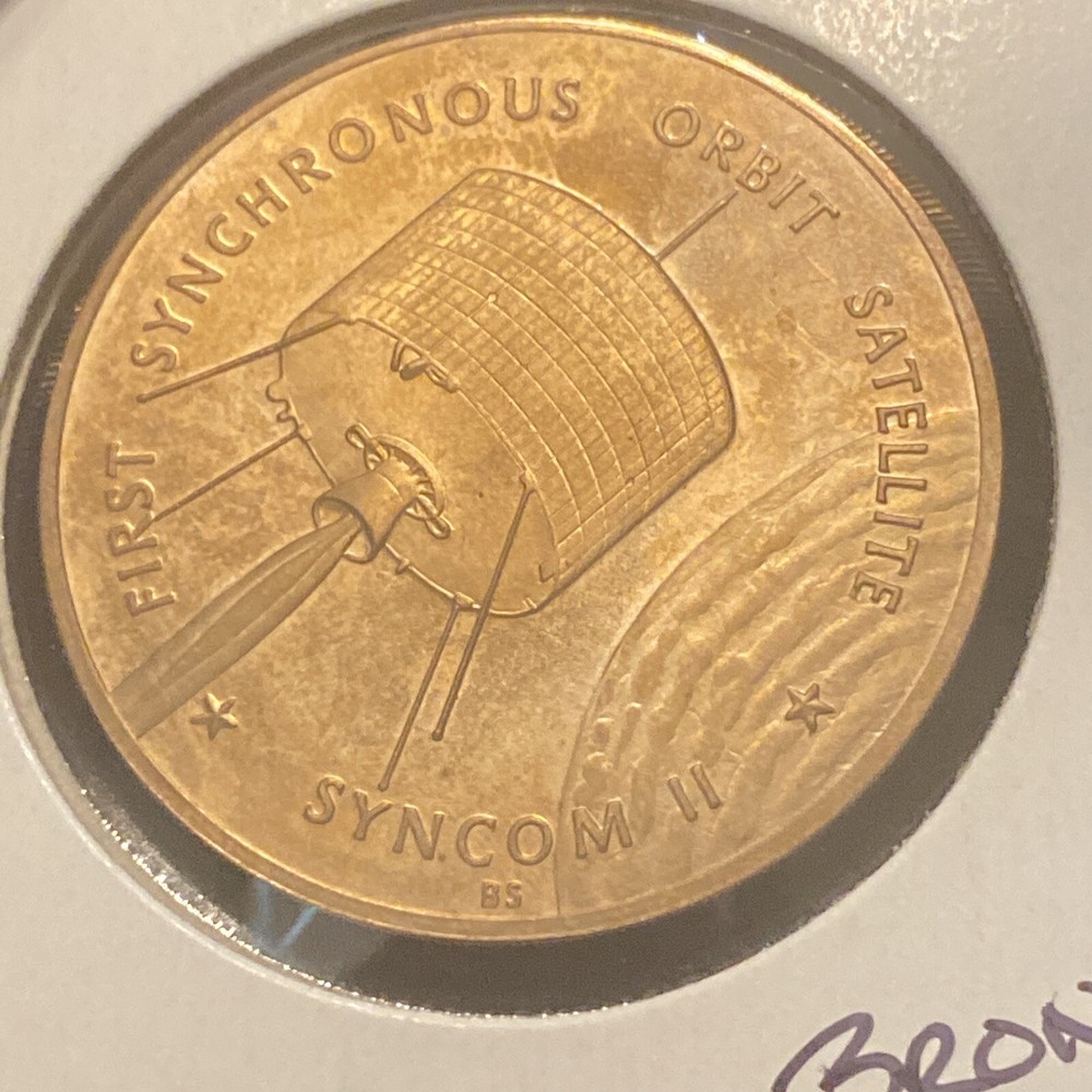 Vintage Syncom 2 Bronze Token Space Synchronous Orbit Satellite Token