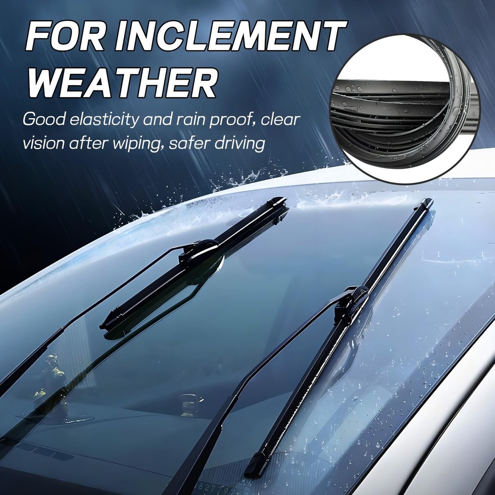 4pcs Universal Wiper Blade Refills 26in Adjustable Rubber Strips Windshield