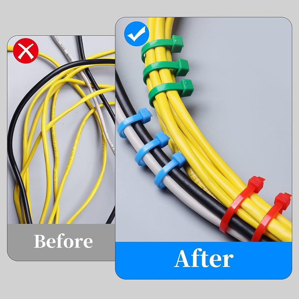 1200 Pieces Zip Ties, Multi-Purpose Assorted Colored Self-Locking Nylon Cable Zi