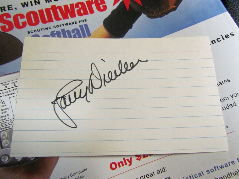Larry Dierker autographed index card