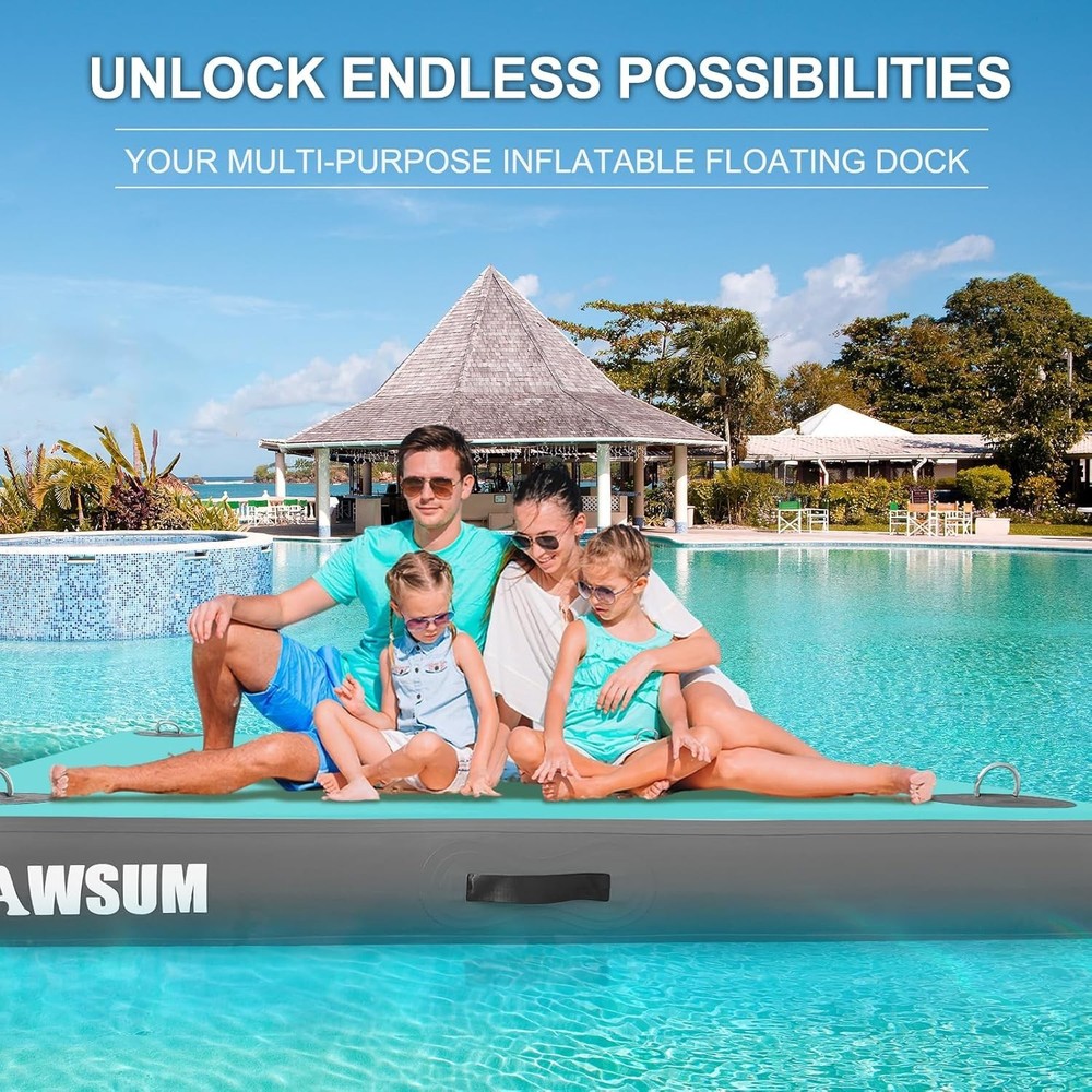 Inflatable Floating Dock Air Dock Platform Floating Island Raft with None-Sli...