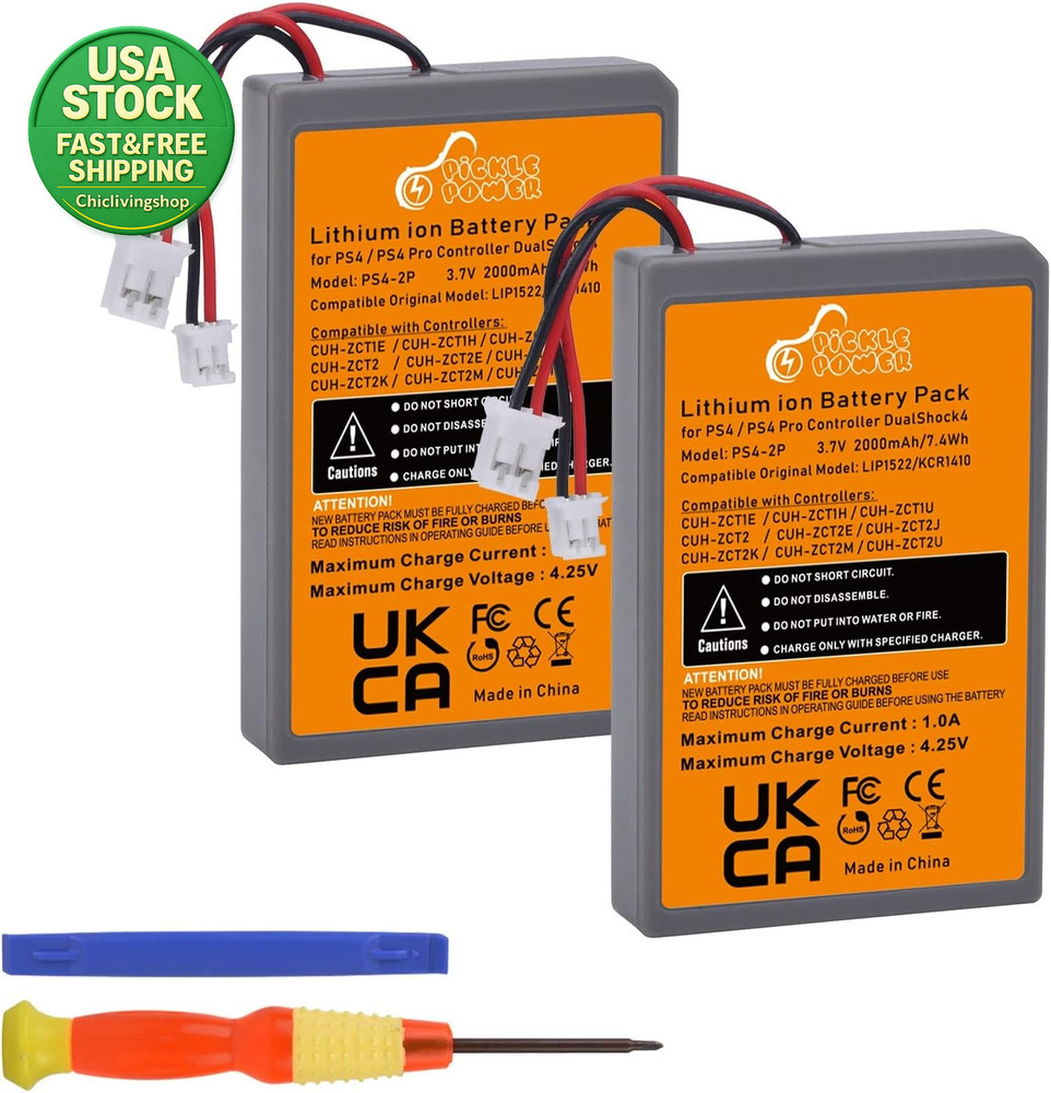 2000Mah PS4 Controller Battery Replacement 2 Pack CUH-ZCT1E ZCT2U