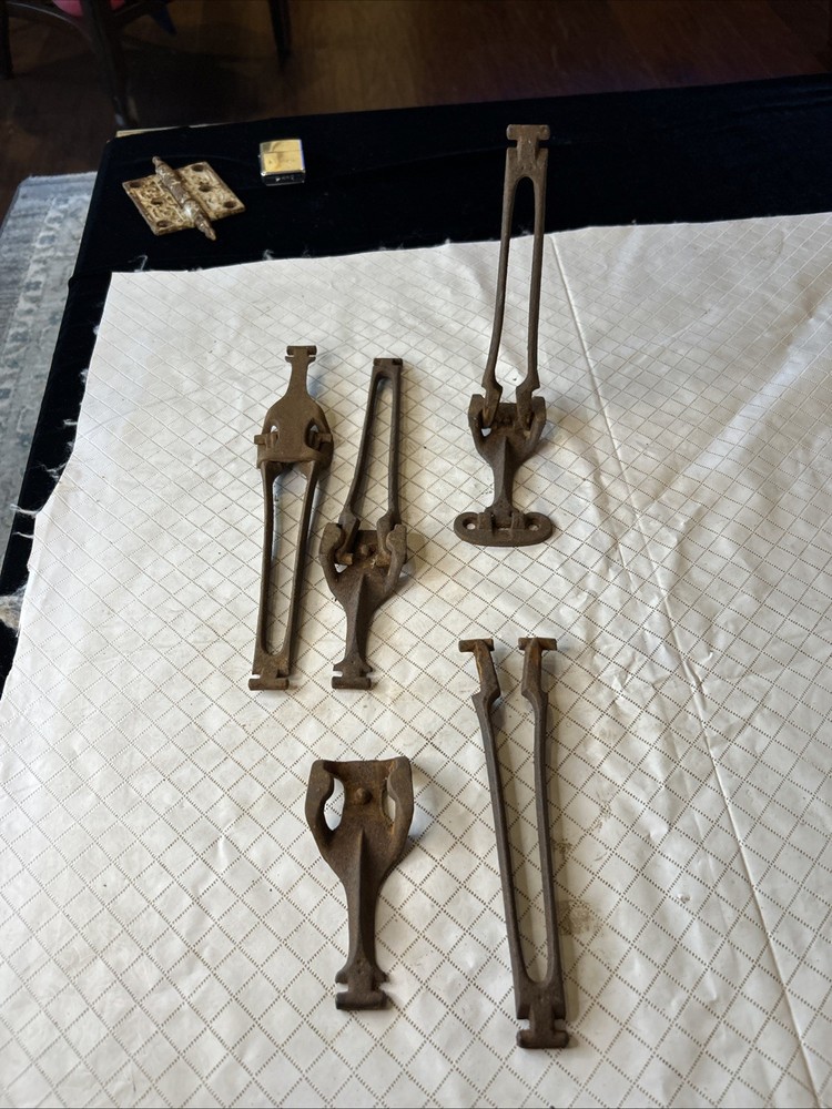 Antique (4) Cast Iron Drop Leaf Table Leaf Support Arms Brackets 10”