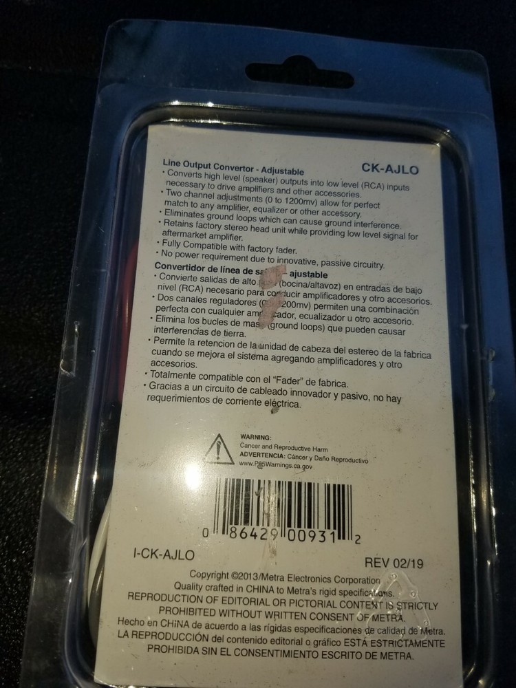 Raptor Adjustable Line Output Converter Convertor CK-AJLO