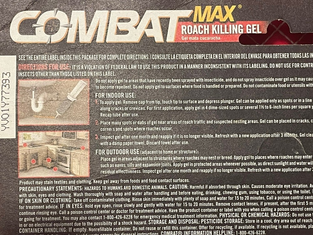 Combat Source Kill Max Roach Kill Gel 2.1 oz (60g) Sealed Package