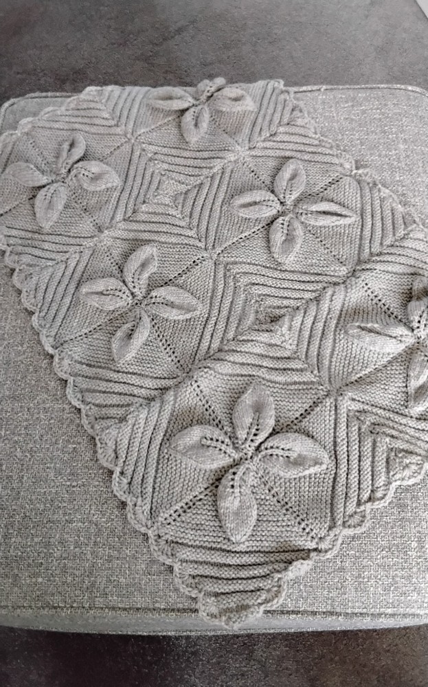 Hand Knitted Pale Grey Baby Blanket