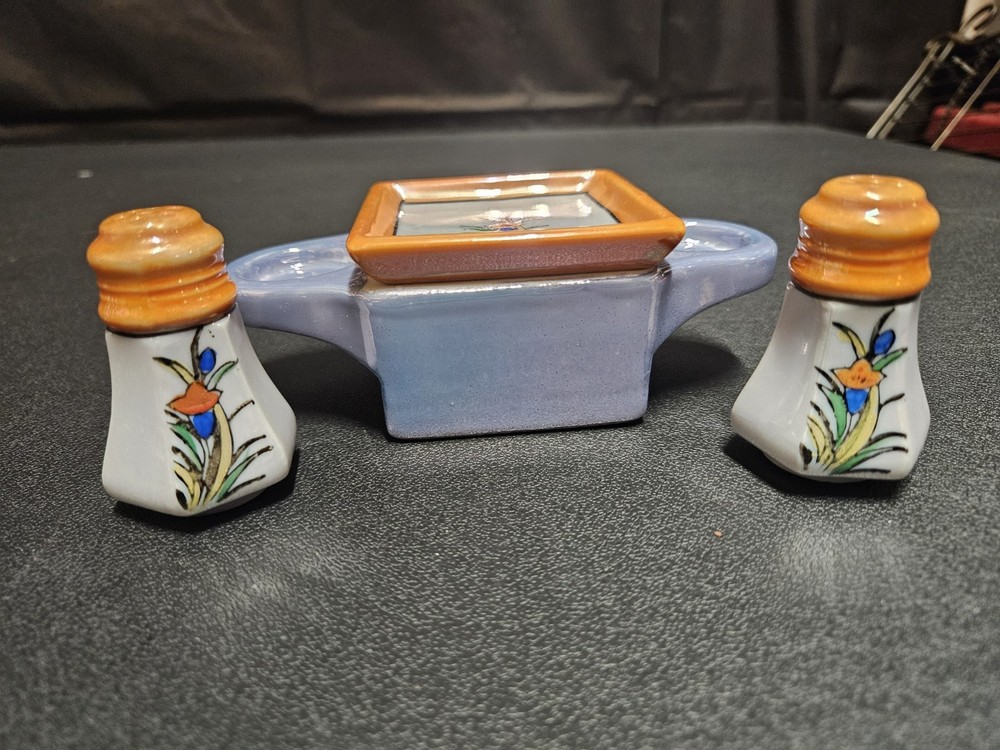Vntage Lusterware Nippon Salt, Pepper, Condiment Cruet 4 pc Set