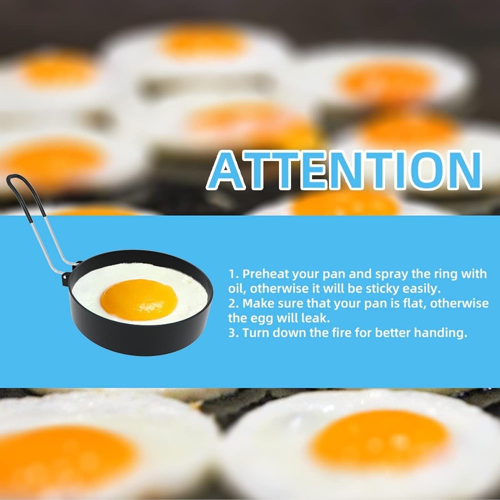 Professional-Grade 3.5" Egg Rings & Separator Set - Effortless Breakfast Maker