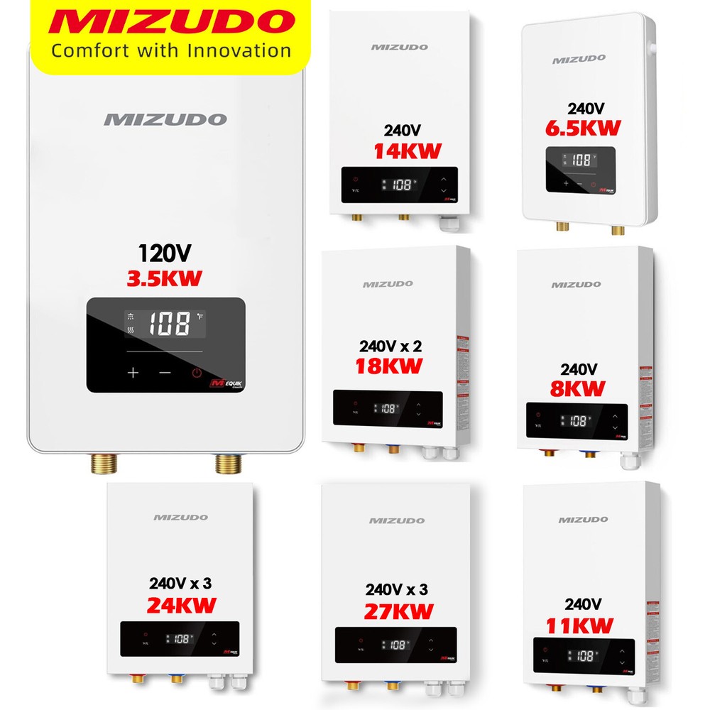 3.5/6.5/8/11/14/18/24/27KW Electric Tankless Water Heater Instant Hot Water LED