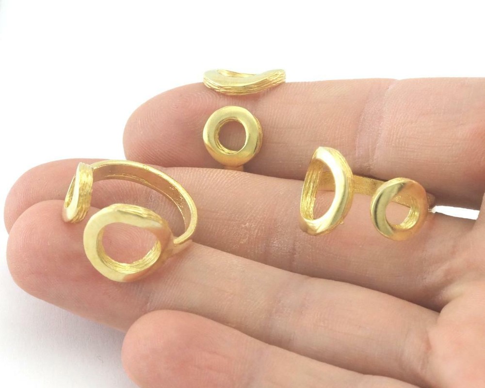Circles Frame Band Adjustable Ring Raw Brass (6US - 8US inner size) 4357