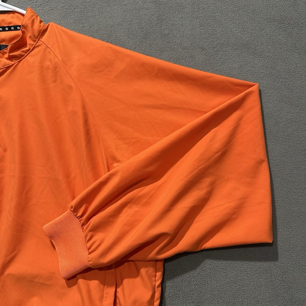 FootJoy Jacket Mens Medium Orange Long Sleeve Golf Windbreaker Snap Pullover EUC