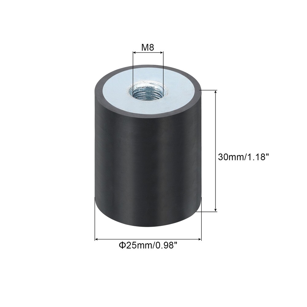 25 x 30mm M8 Thread Female Rubber Mounts Silent Block Base Block