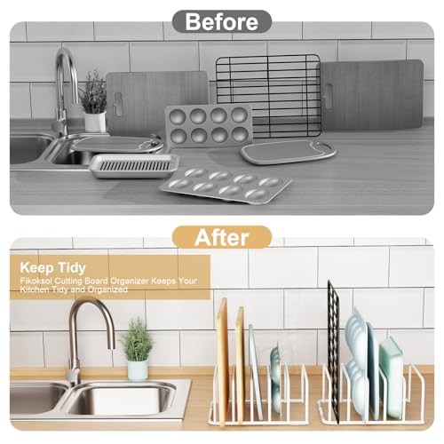 Cutting Board Organizer and Baking Sheet Rack, [2-Pack] White Heavy 2Pcs, White
