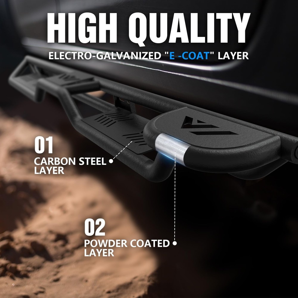 Two Raised Steps Running Boards Side Steps for 2015-2025 Chevy