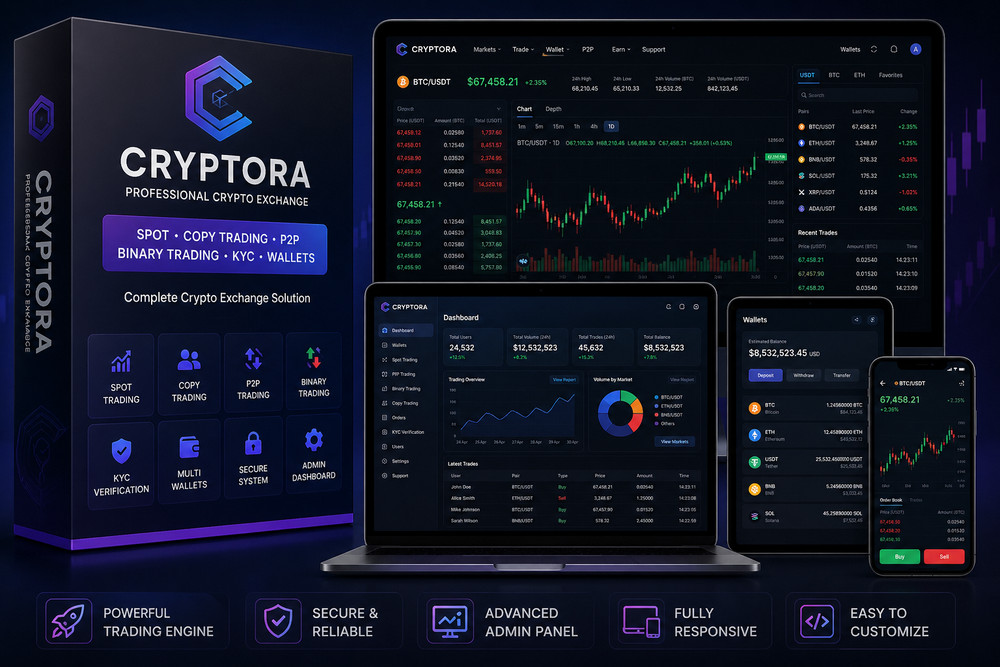 Cryptora - Crypto Trading & Exchange Platform | Spot, Copy, P2P, Binary, Wallets